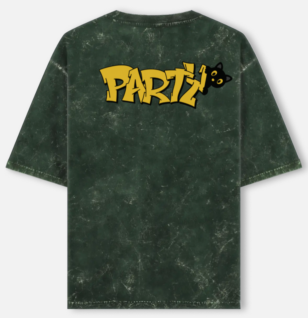 Party Cat | Acid Washed Oversized Tee |YR-AW-D26