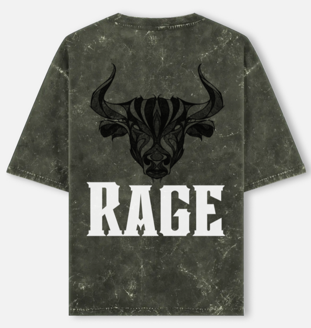 Rage | Acid Washed Oversized Tee |YR-AW-D34
