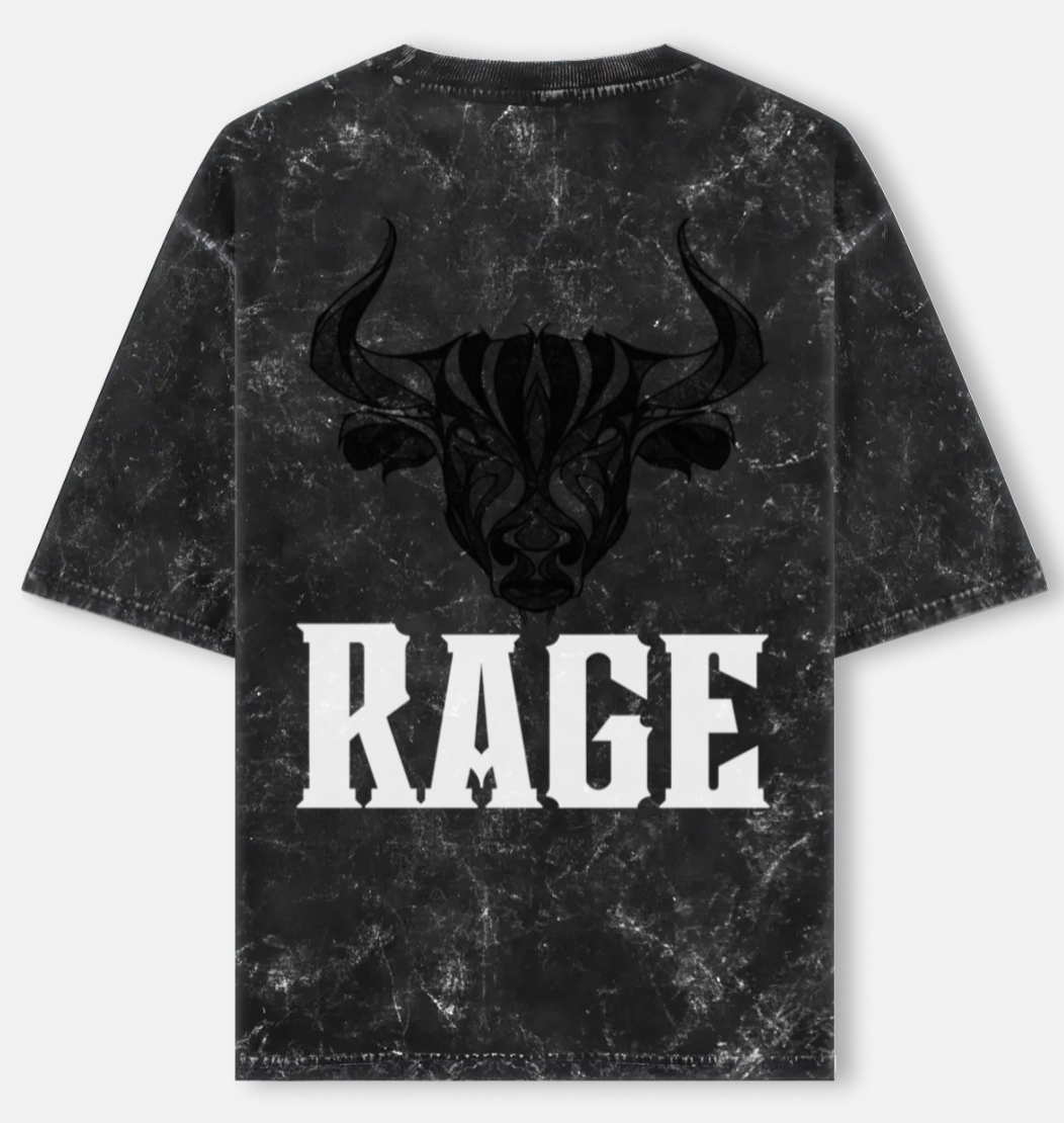 Rage | Acid Washed Oversized Tee |YR-AW-D34
