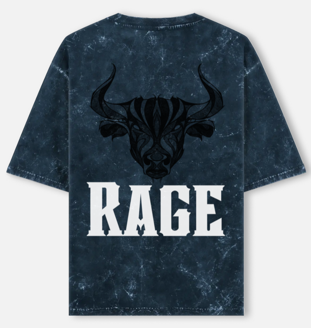 Rage | Acid Washed Oversized Tee |YR-AW-D34