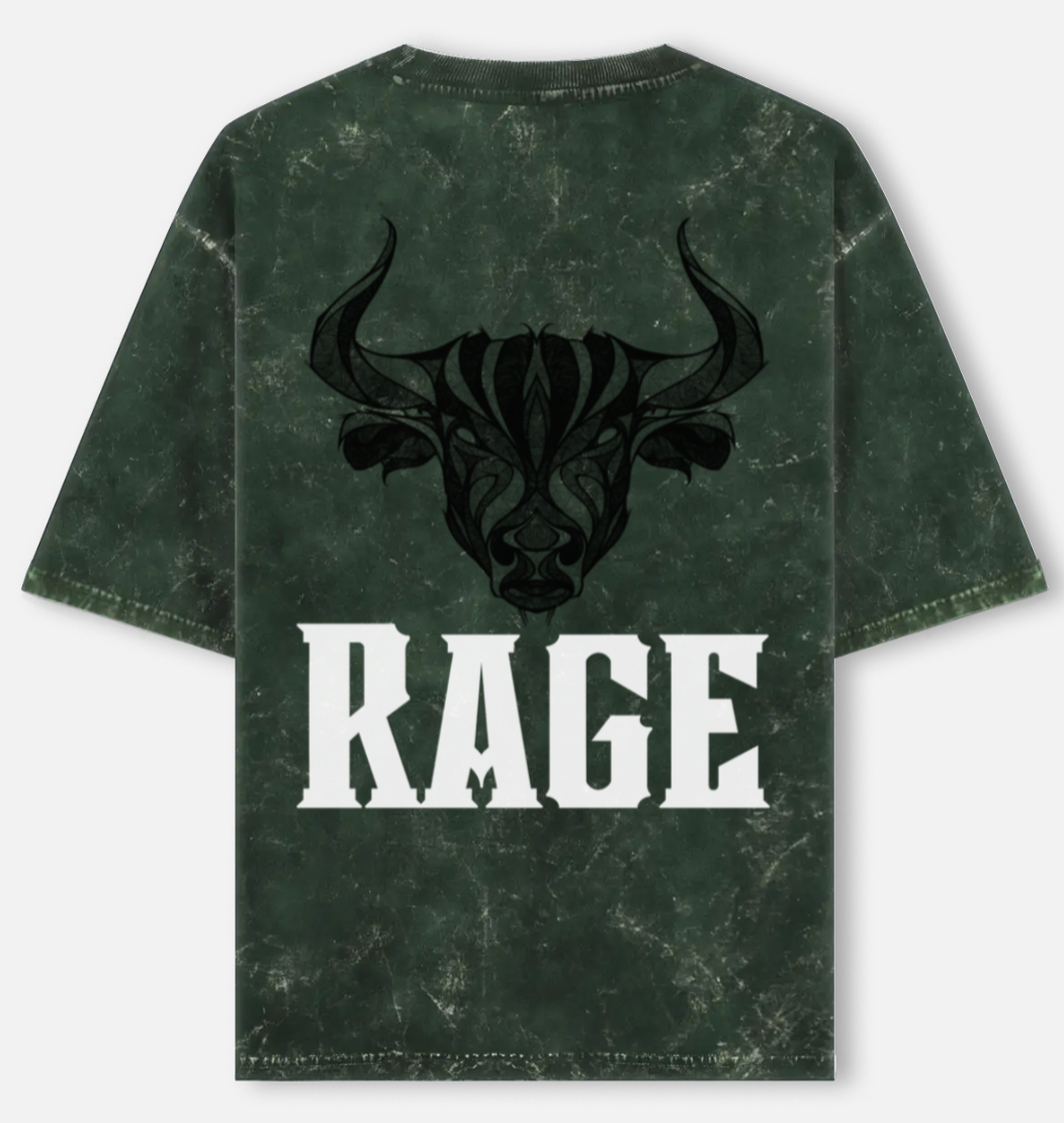 Rage | Acid Washed Oversized Tee |YR-AW-D34