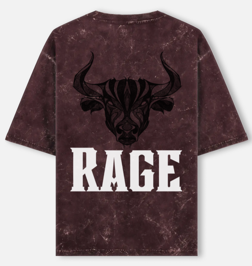 Rage | Acid Washed Oversized Tee |YR-AW-D34