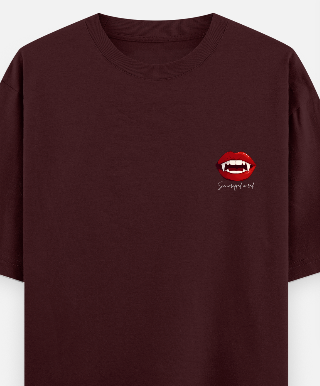 Sin wrapped in red | Front Flex | Standard Oversized Tee | YR-SND-FFD64