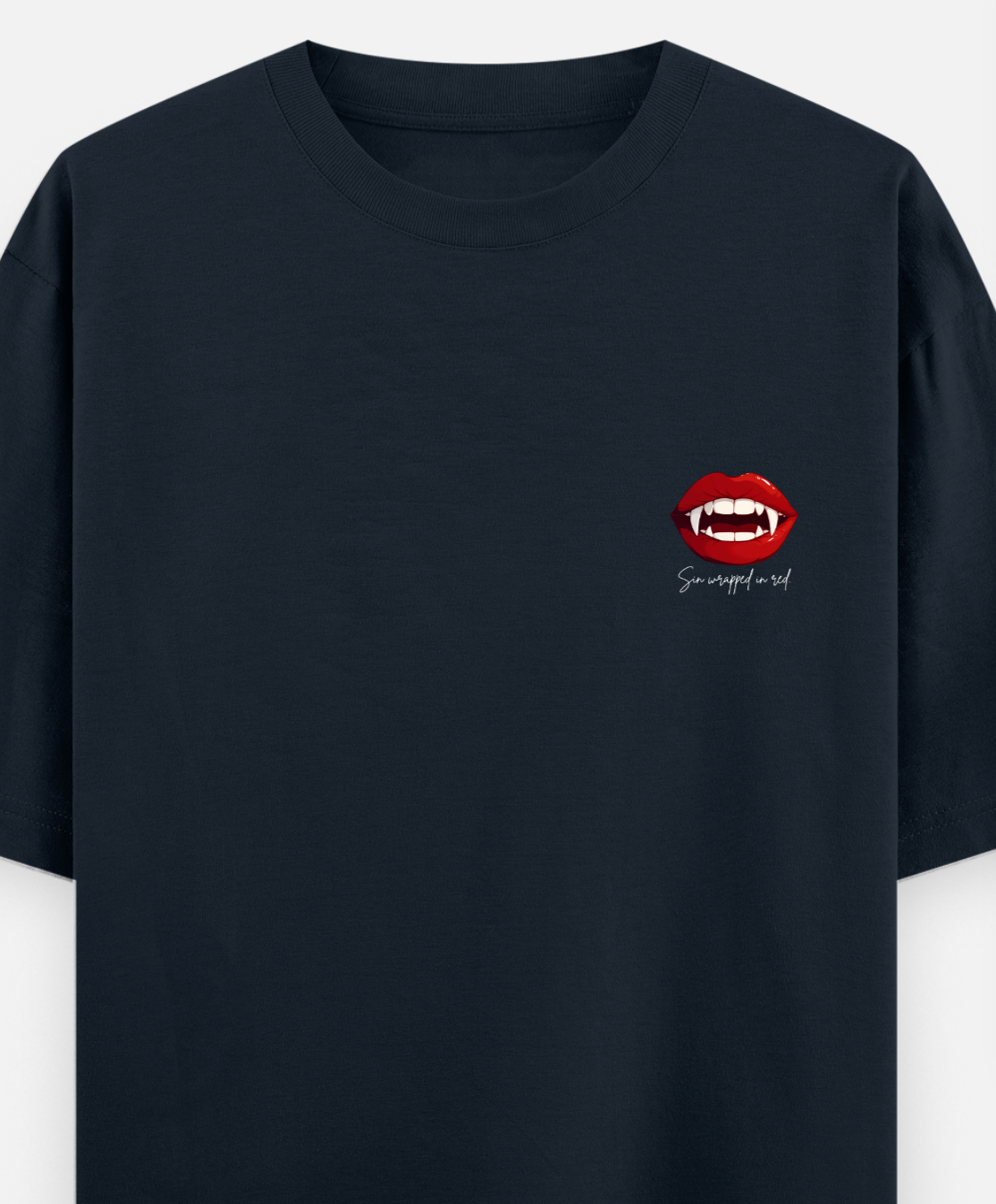 Sin wrapped in red | Front Flex | Standard Oversized Tee | YR-SND-FFD64