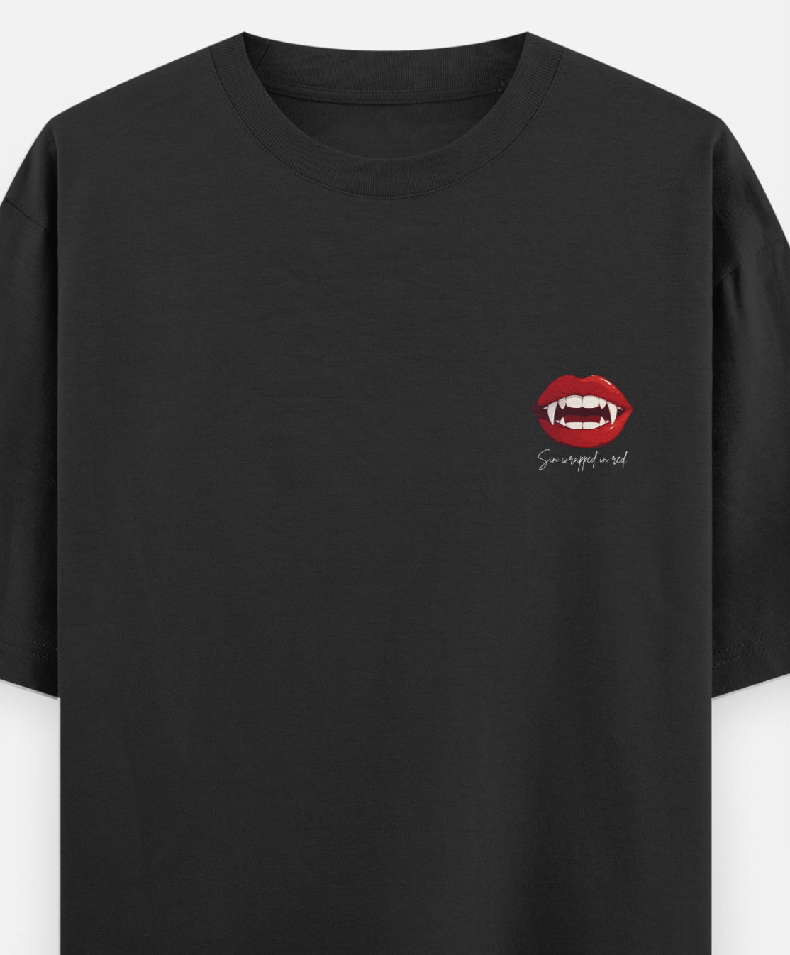 Sin wrapped in red | Front Flex | Standard Oversized Tee | YR-SND-FFD64