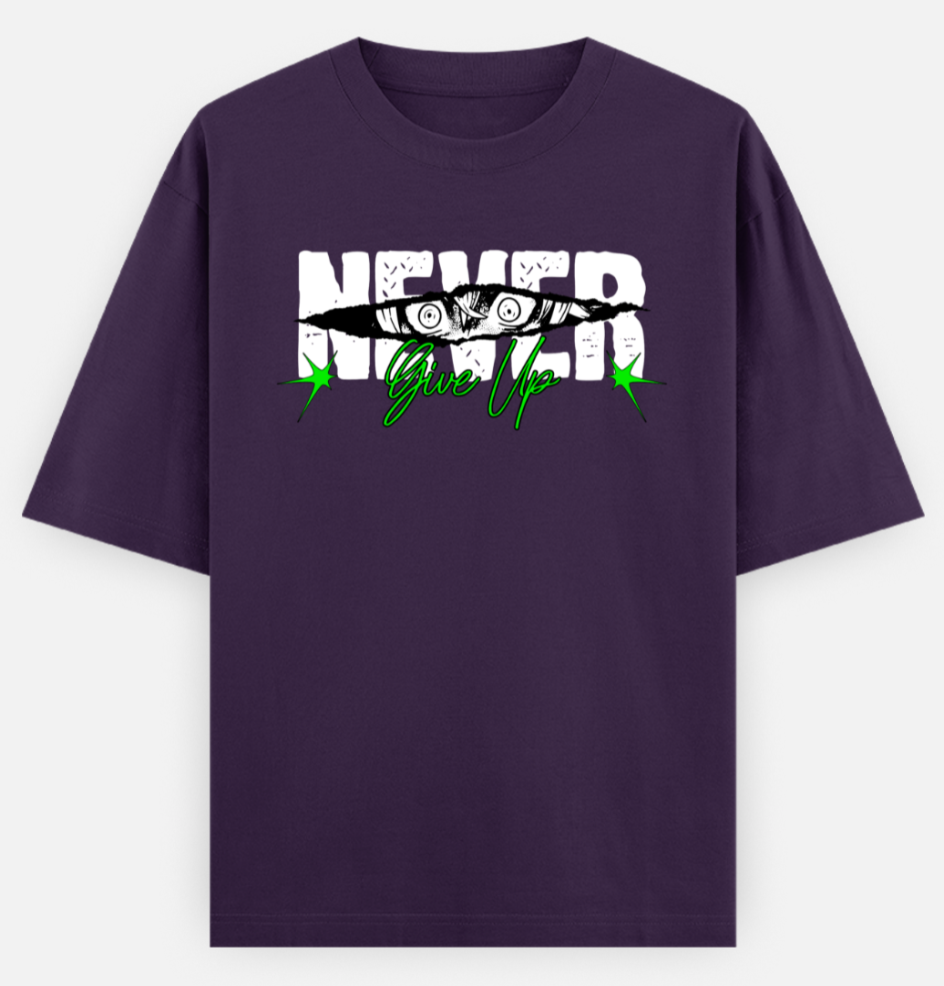 Never giveup | Frontline Flex | Standard Oversized Tee | YR-SND-FFD118