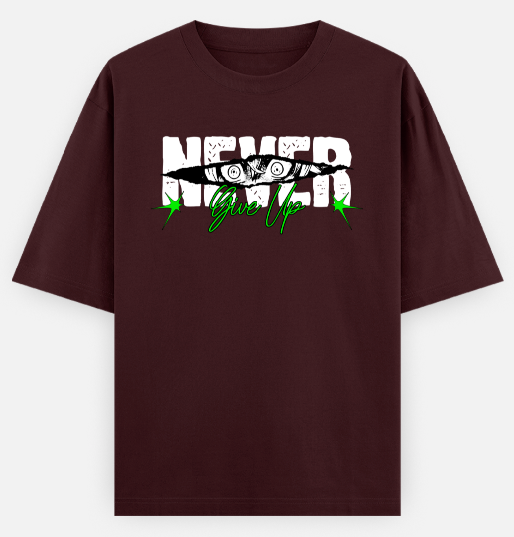Never giveup | Frontline Flex | Standard Oversized Tee | YR-SND-FFD118