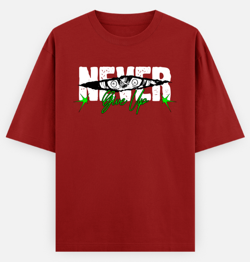 Never giveup | Frontline Flex | Standard Oversized Tee | YR-SND-FFD118